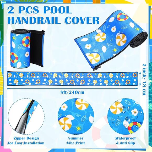 2 Pcs Pool Handrail Beach Ball Cover 8ft Swimming Pool Hand Rail Protector with - Picture 2 of 5